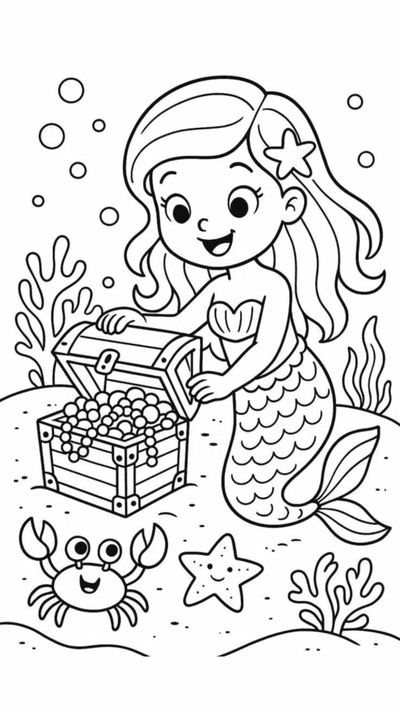 mermaid coloring pages for kids 5