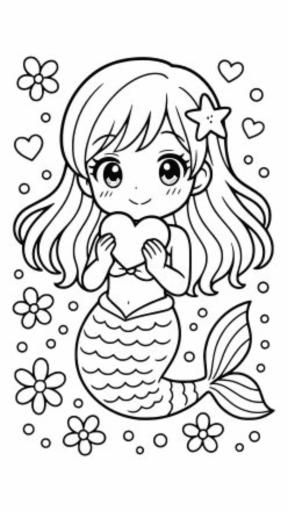 mermaid coloring pages for kids 6