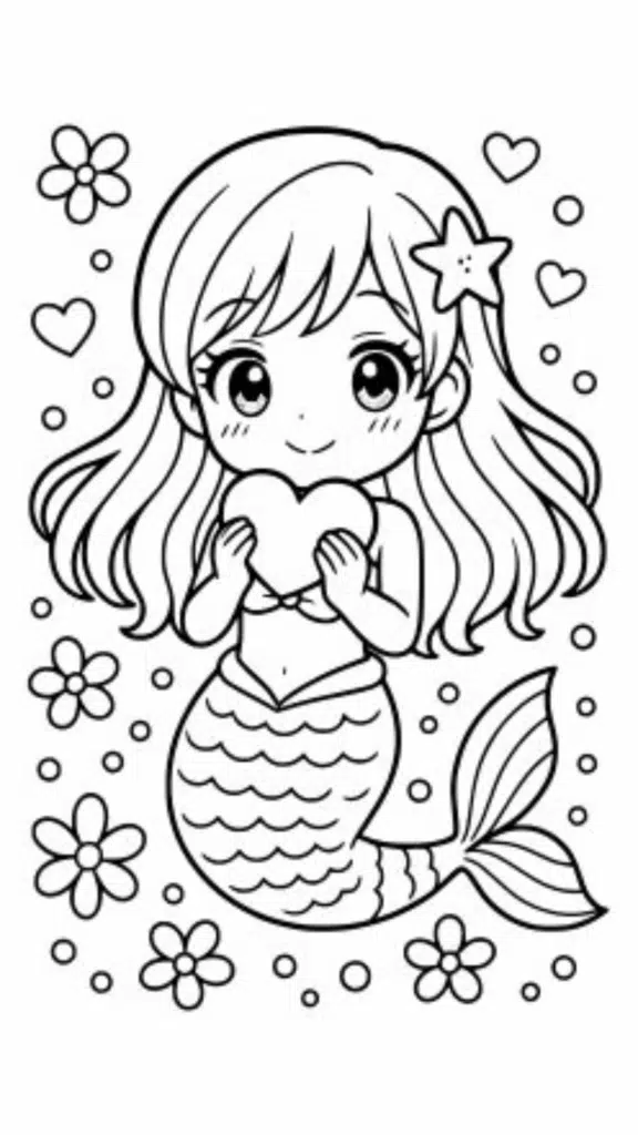 mermaid coloring pages for kids 6