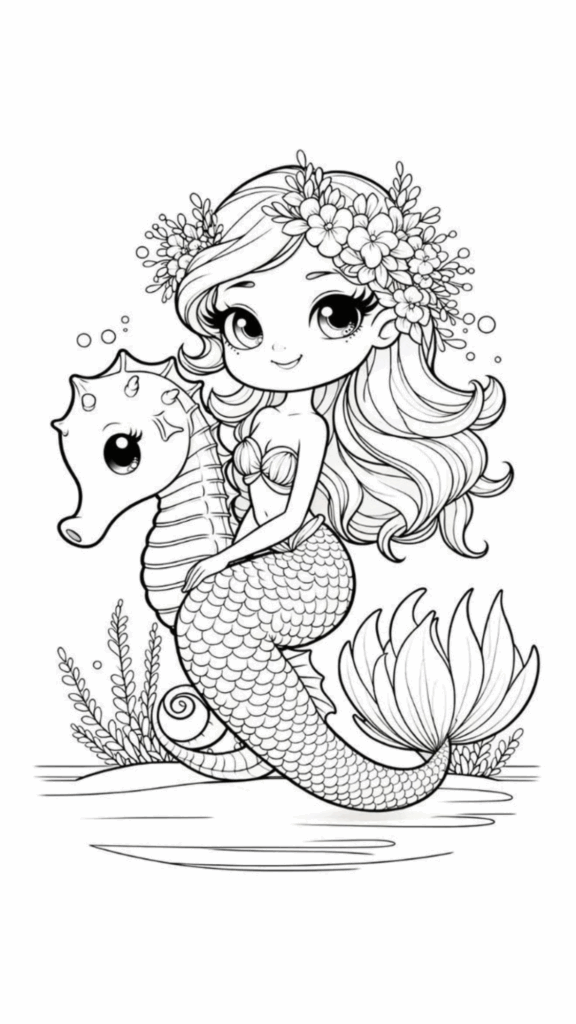 mermaid coloring pages for kids 8
