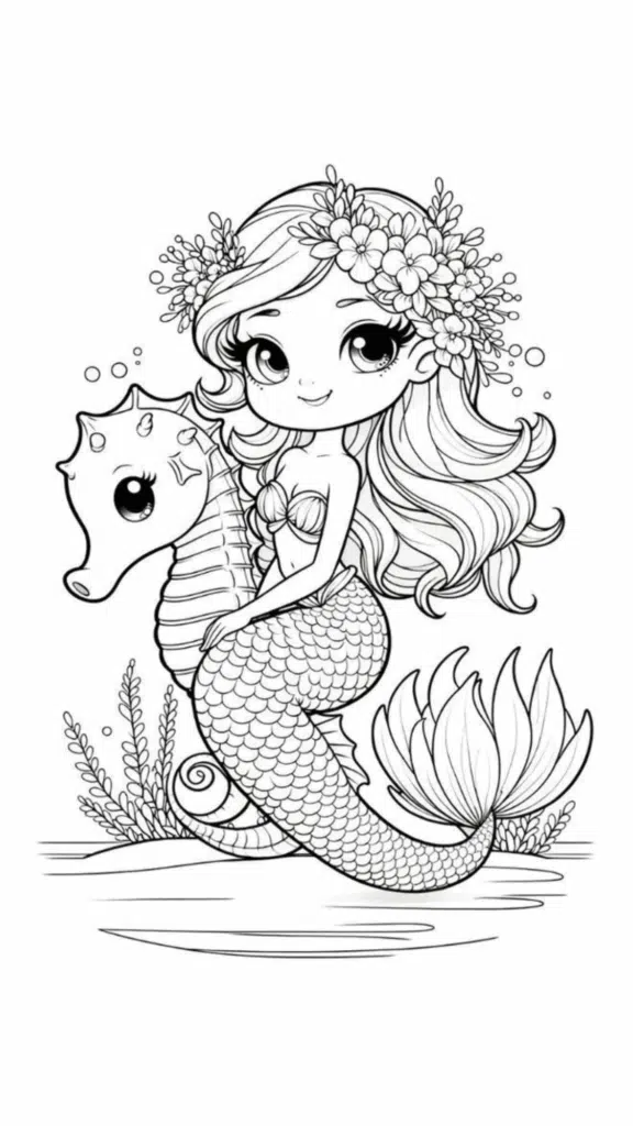 mermaid coloring pages for kids 8