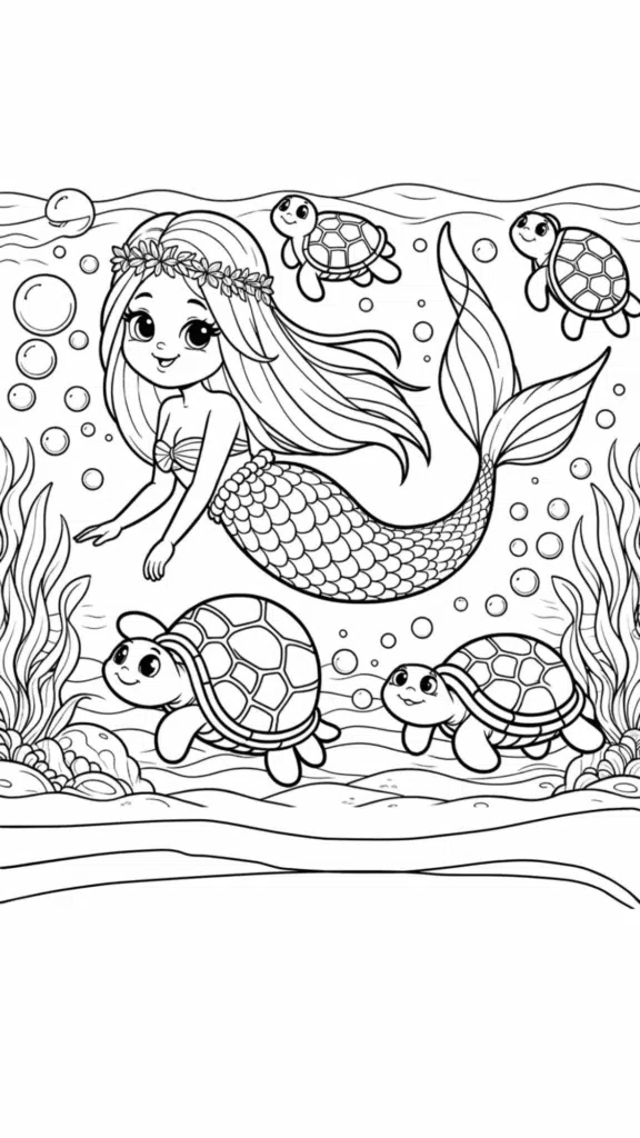 mermaid coloring pages for kids 9