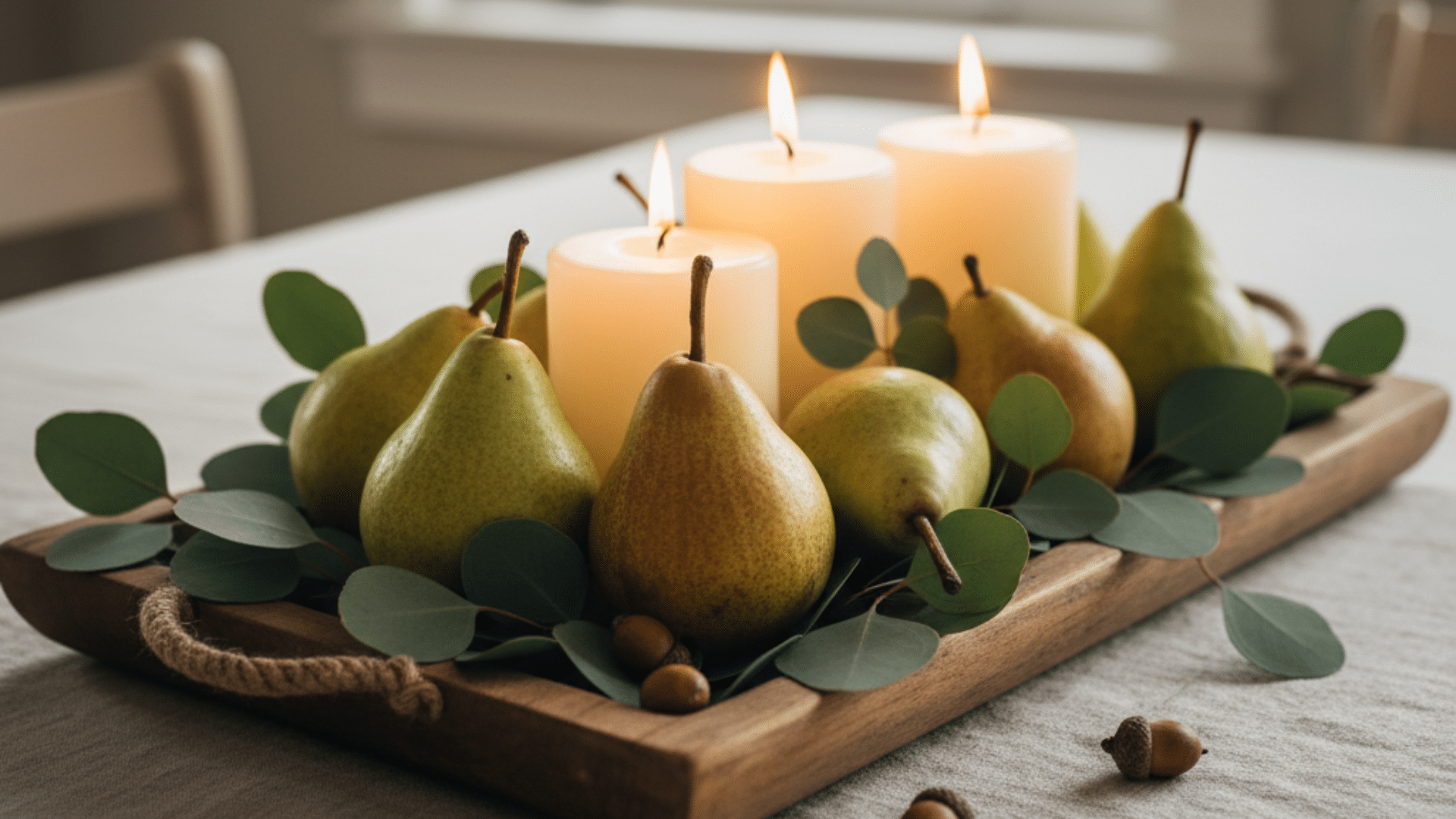 pear and eucalyptus tray