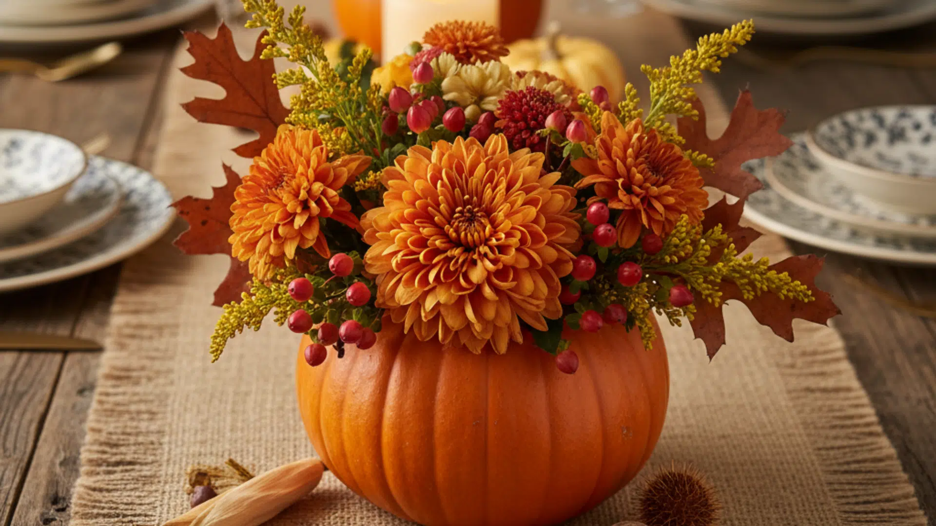 pumpkin vase centerpiece