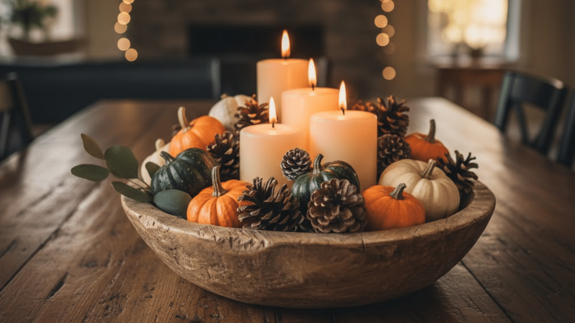 rustic dough bowl centerpiece