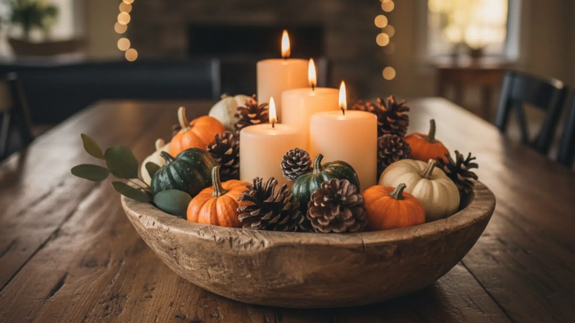 rustic dough bowl centerpiece