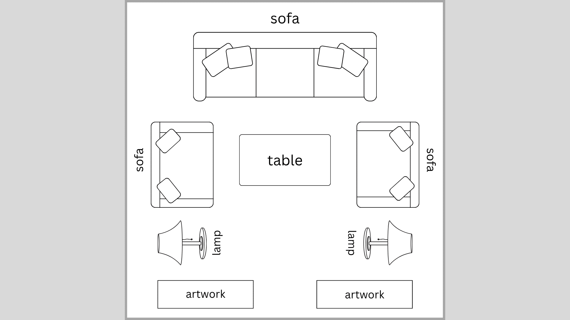 symmetrical layout for square living room