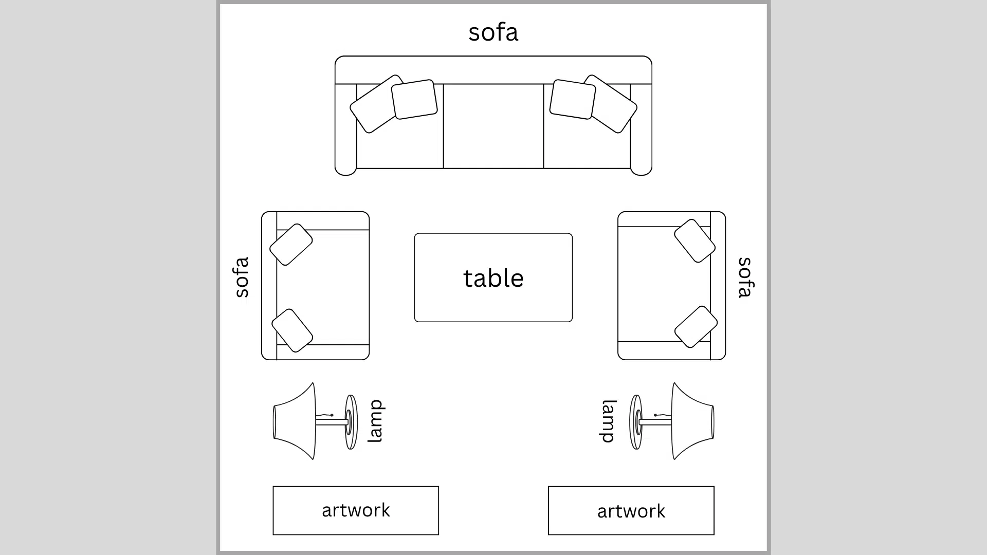 symmetrical layout for square living room