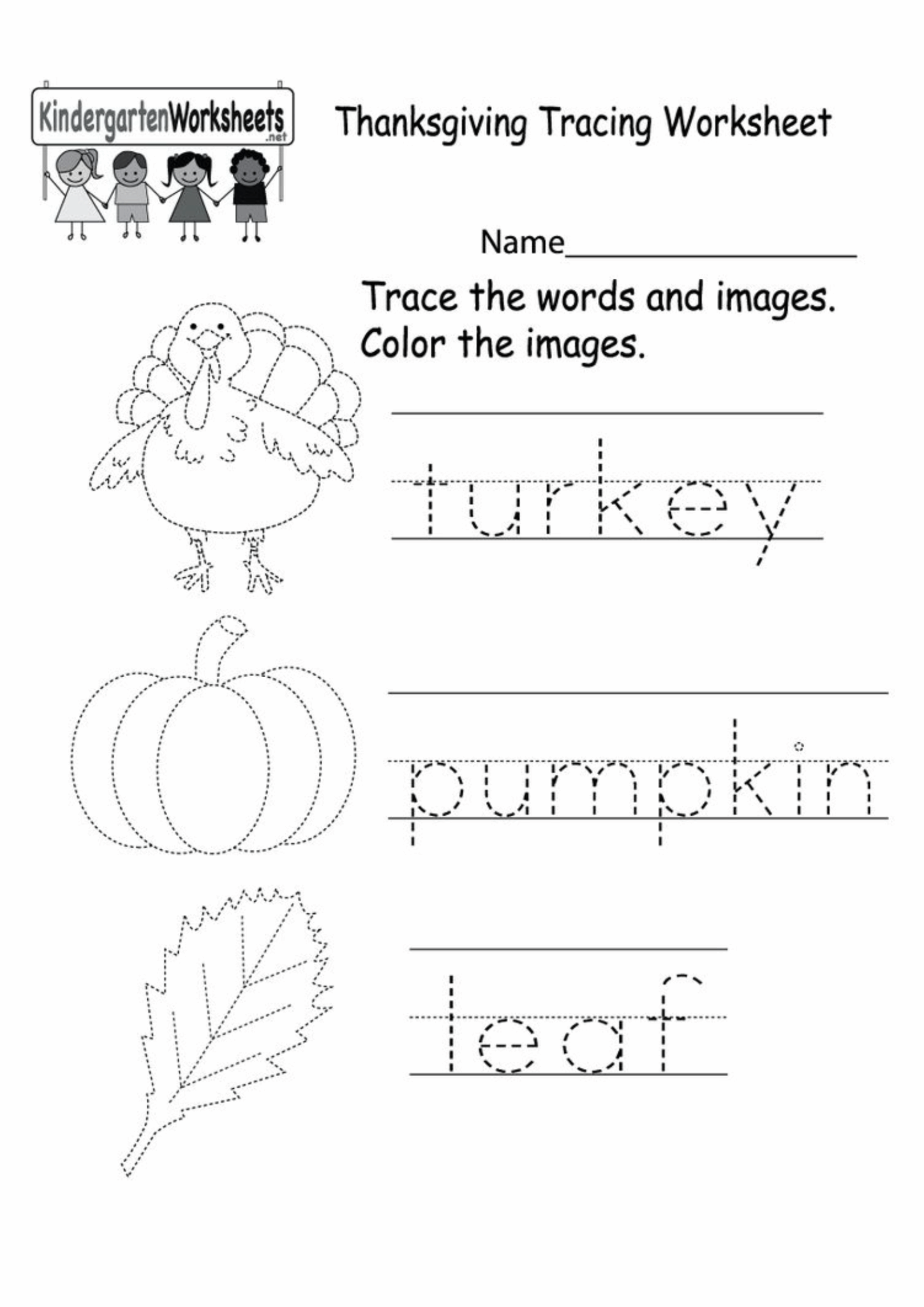 thanksgiving tracing sheet