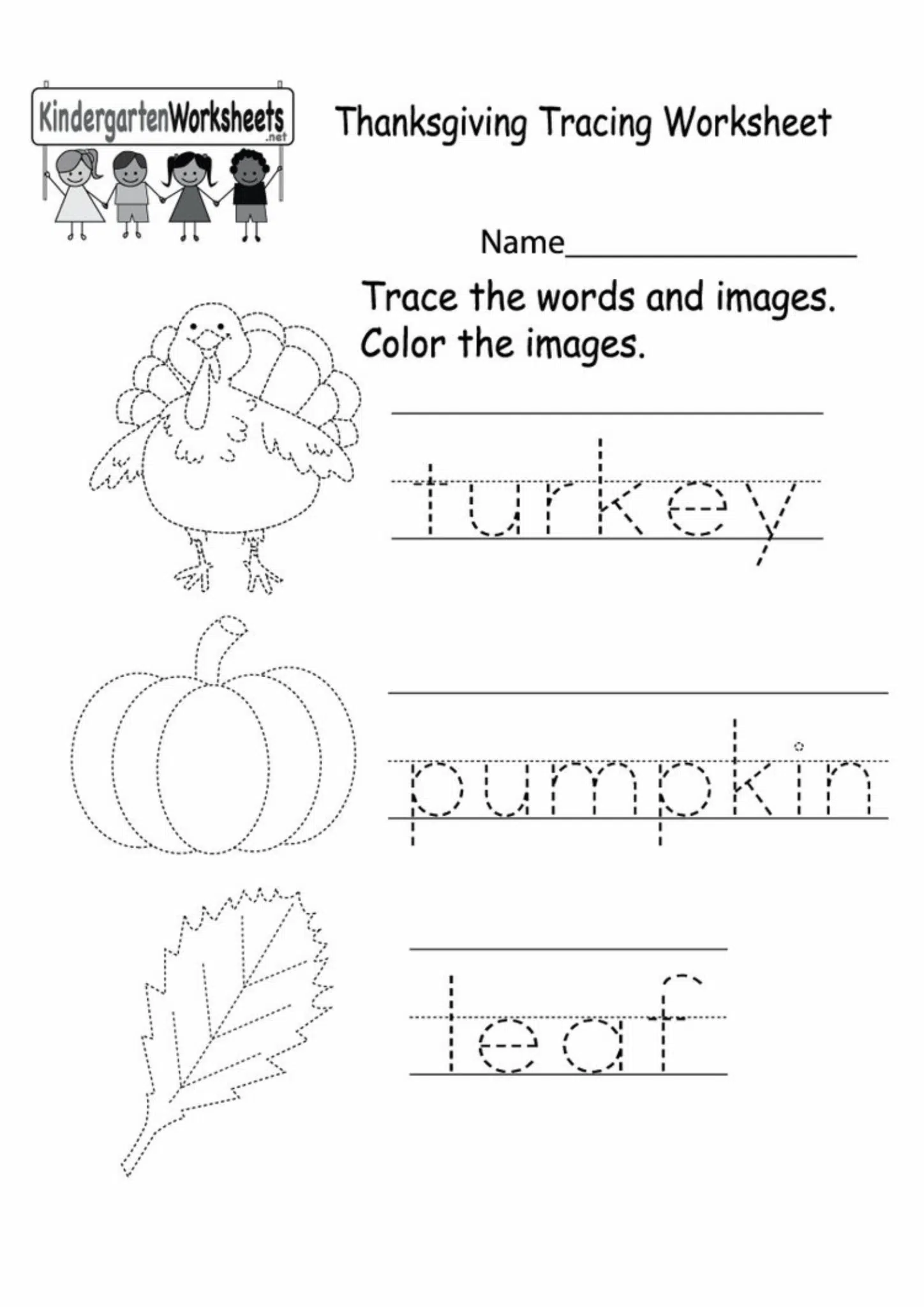 thanksgiving tracing sheet