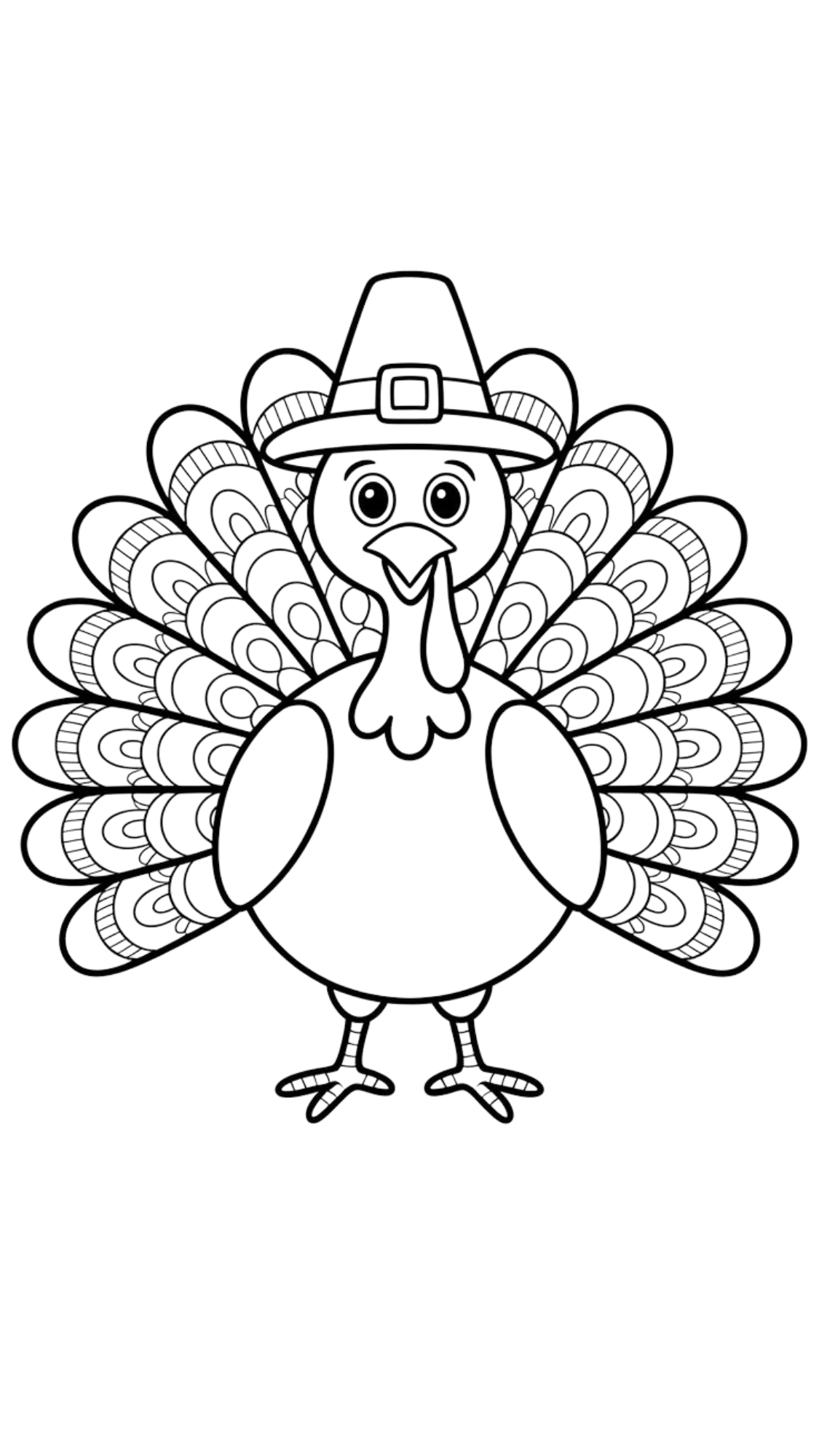 turkey coloring page with fun feathers (1)