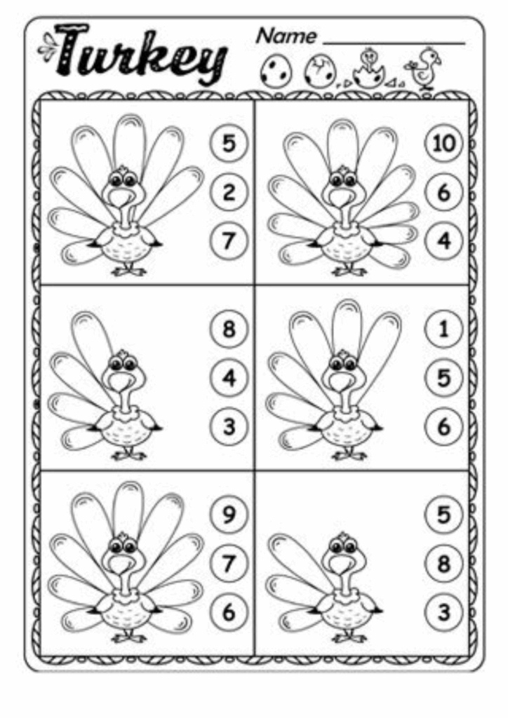 turkey counting worksheet