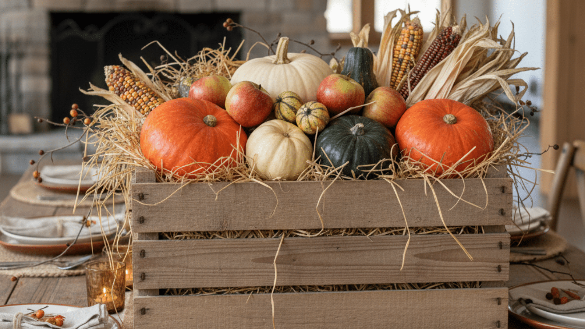 wooden crate harvest display