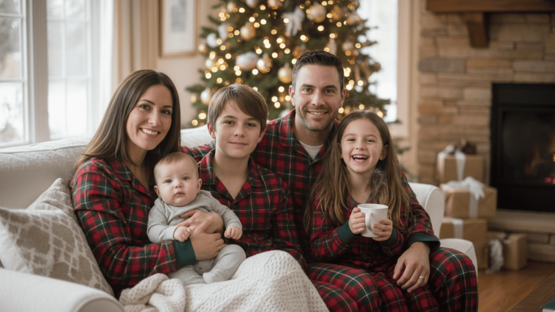 Cozy At Home Family Christmas Photo Ideas