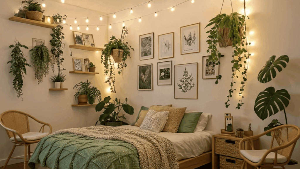 neutral master bedroom idea with natural material