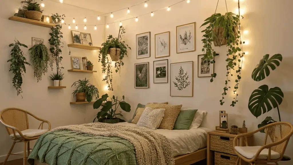 neutral master bedroom idea with natural material