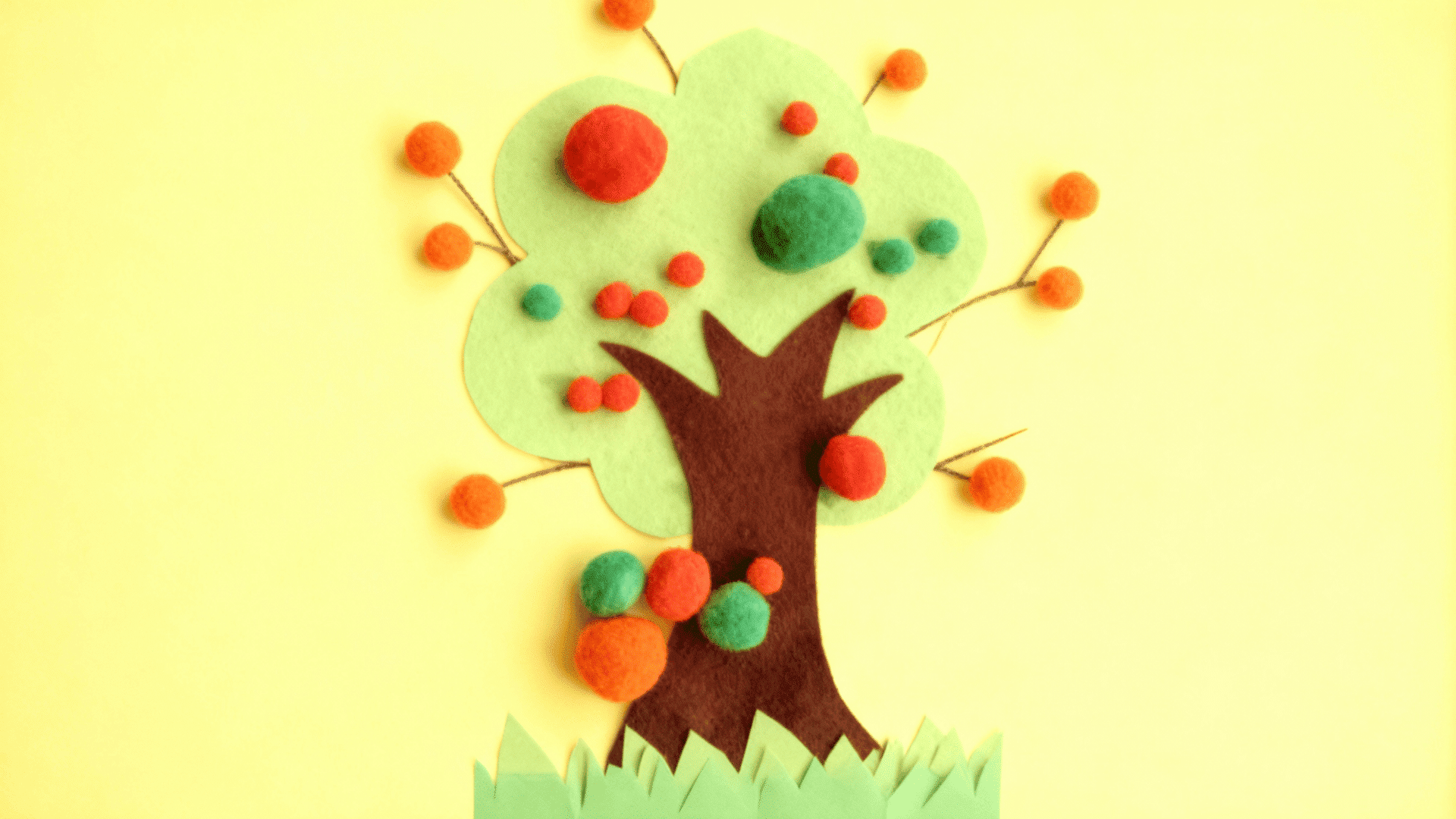 pom pom apple tree craft fall craft for kids