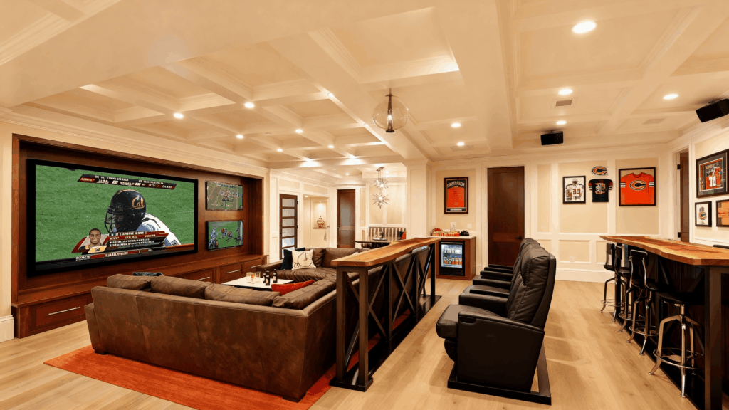 sports fan cave home theater