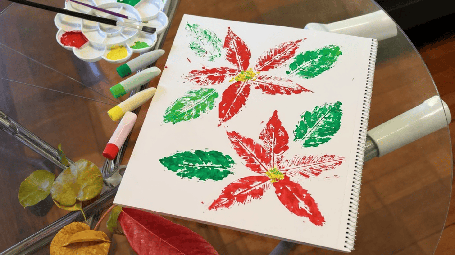 watercolor resist fall leaf art