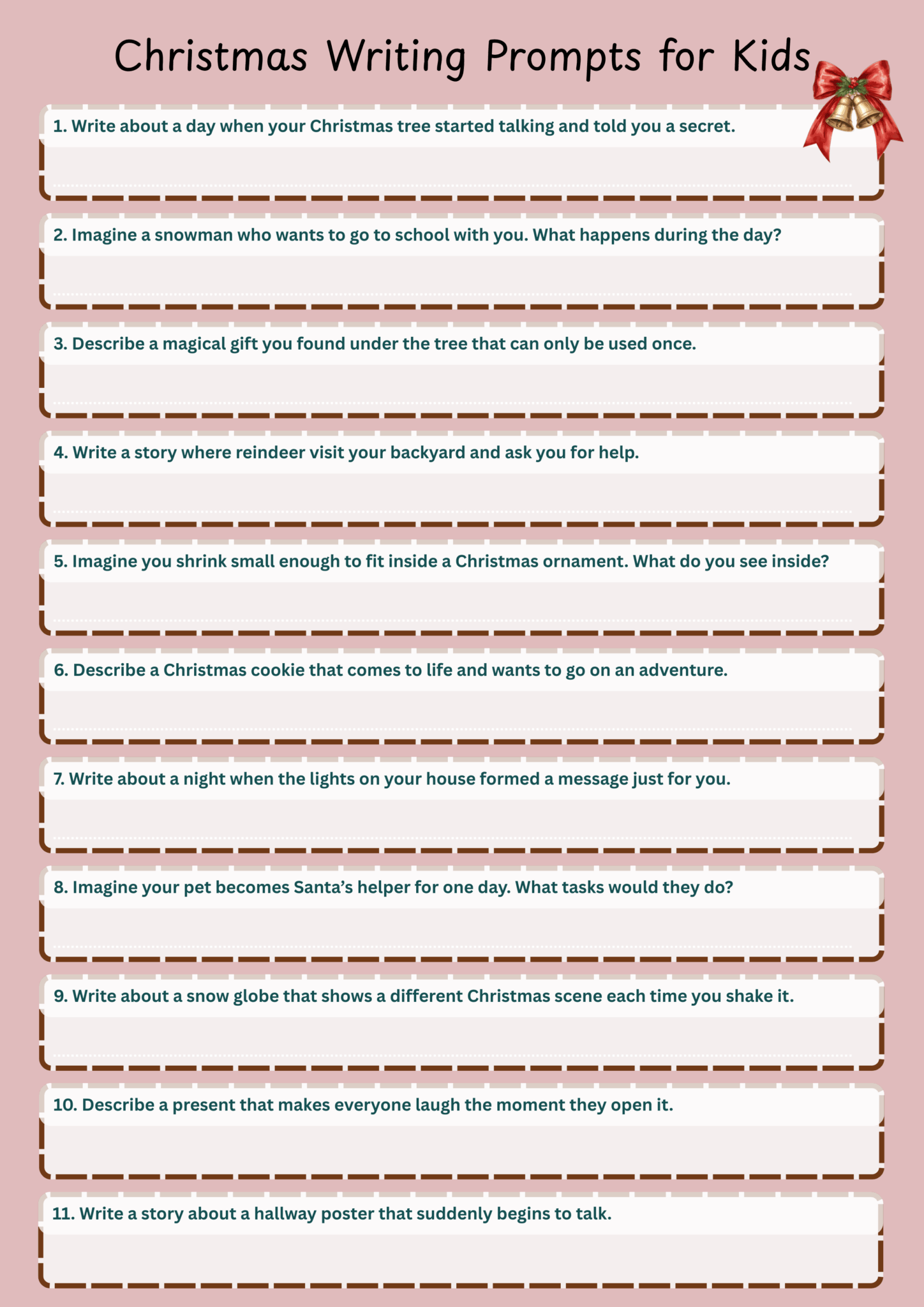 writing prompts for middle school christmas