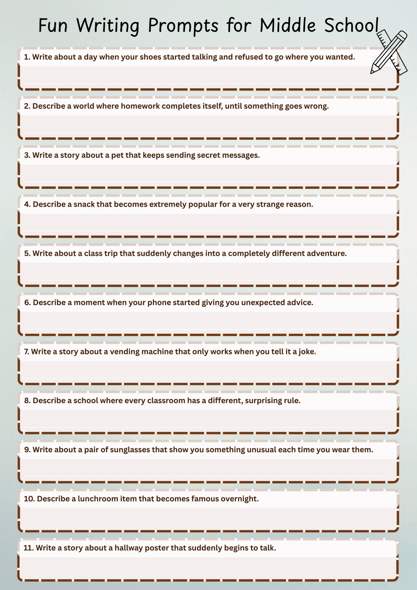 writing prompts for middle school fun