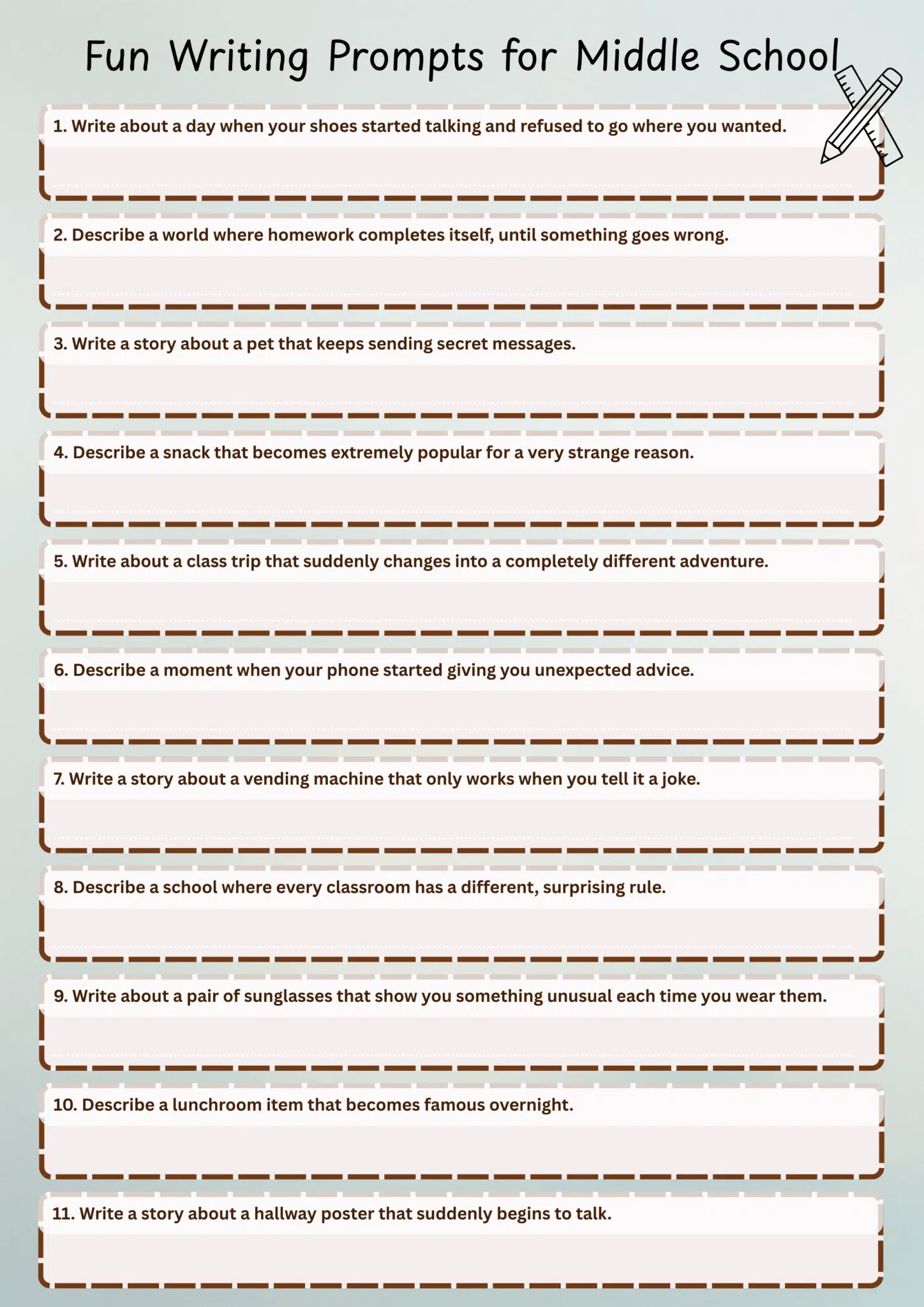 writing prompts for middle school fun