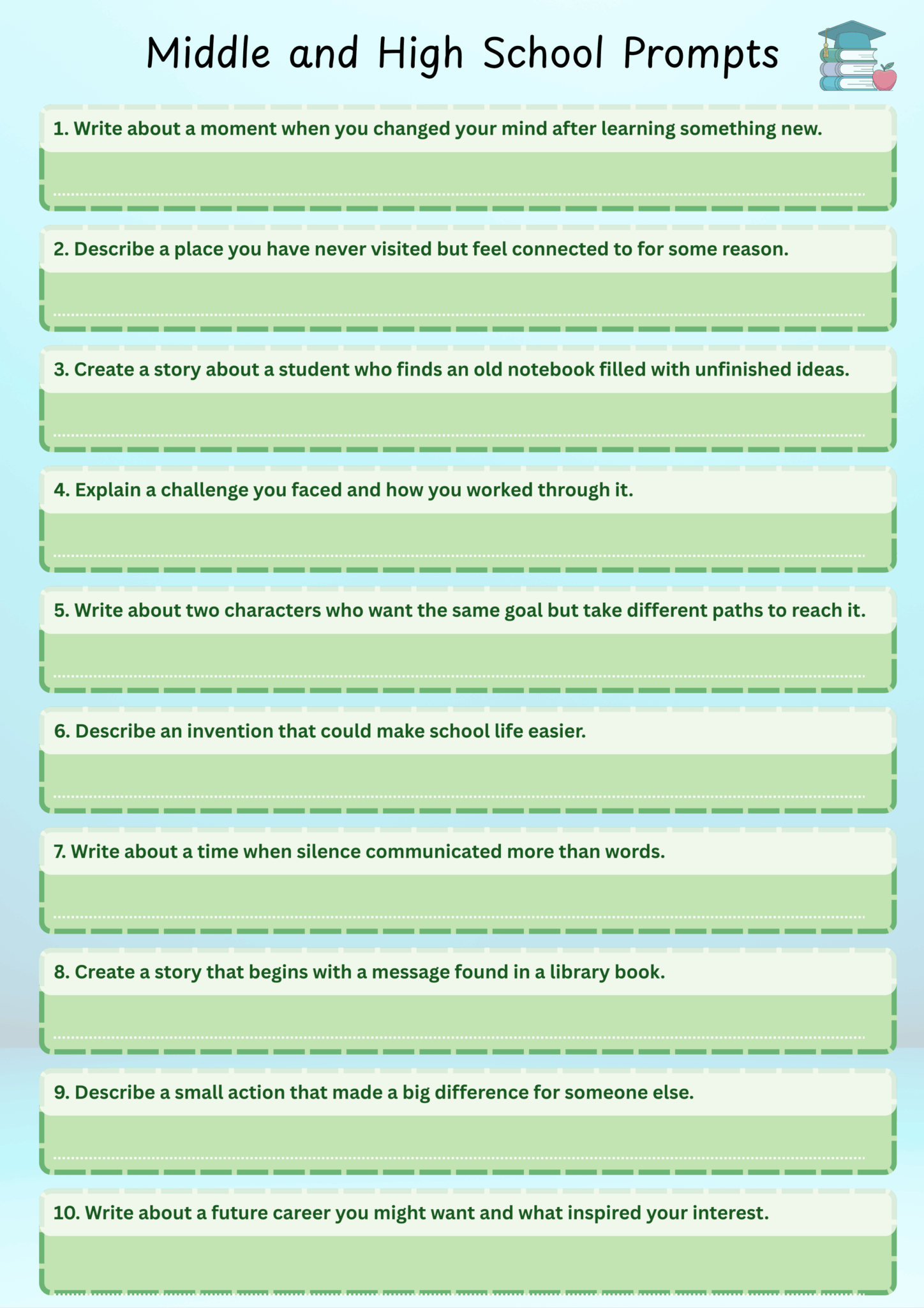 writing prompts for middle school kids