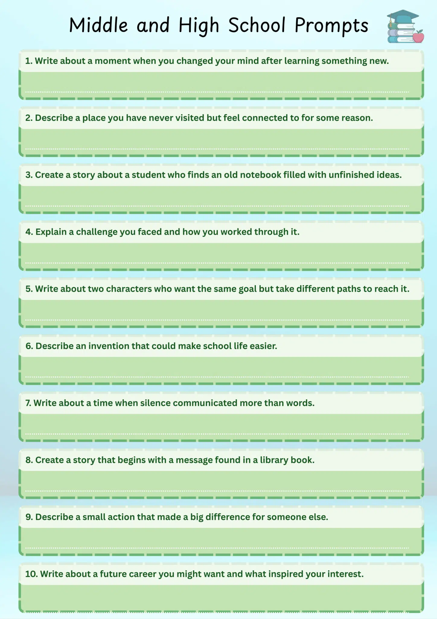 writing prompts for middle school kids