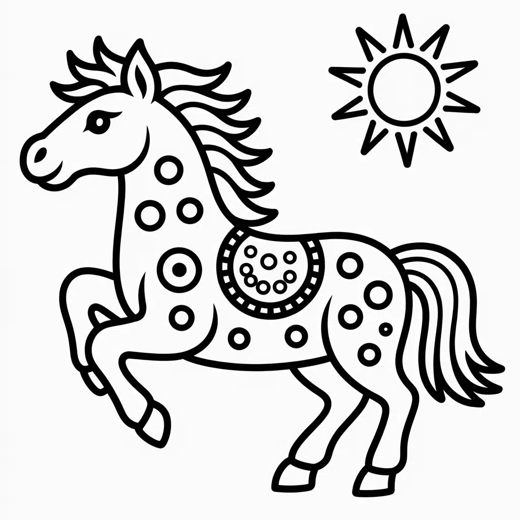 Chinese Zodiac Horse Coloring Page