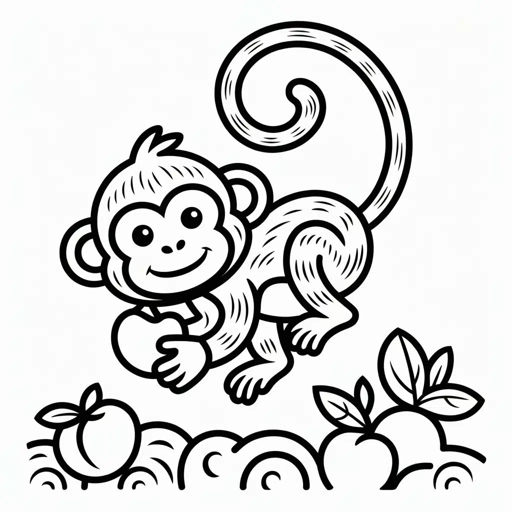 Chinese Zodiac Monkey Coloring Page