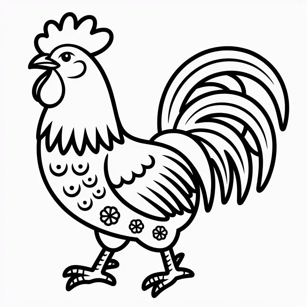 Chinese Zodiac Rooster Coloring Page