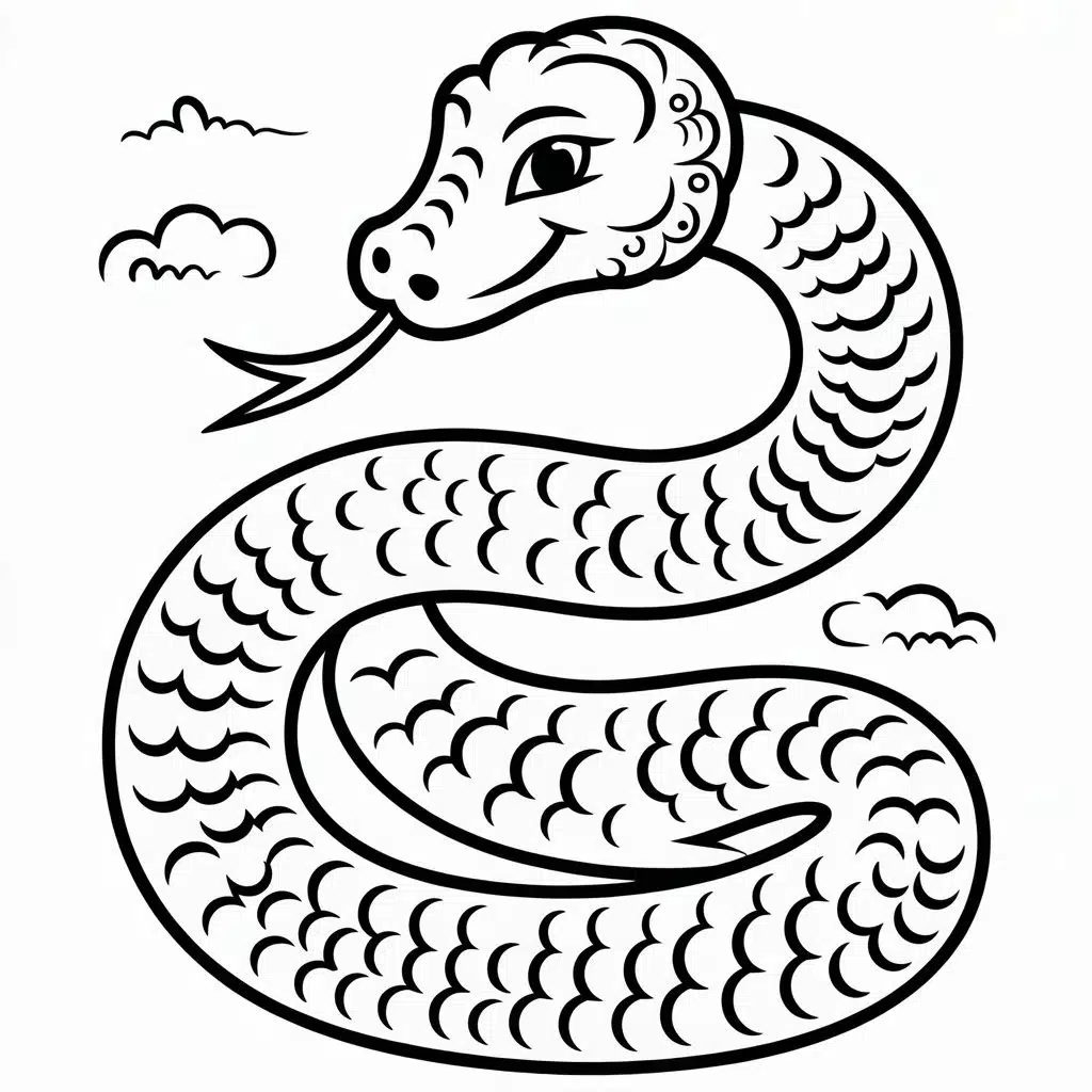 Chinese Zodiac Snake Coloring Page