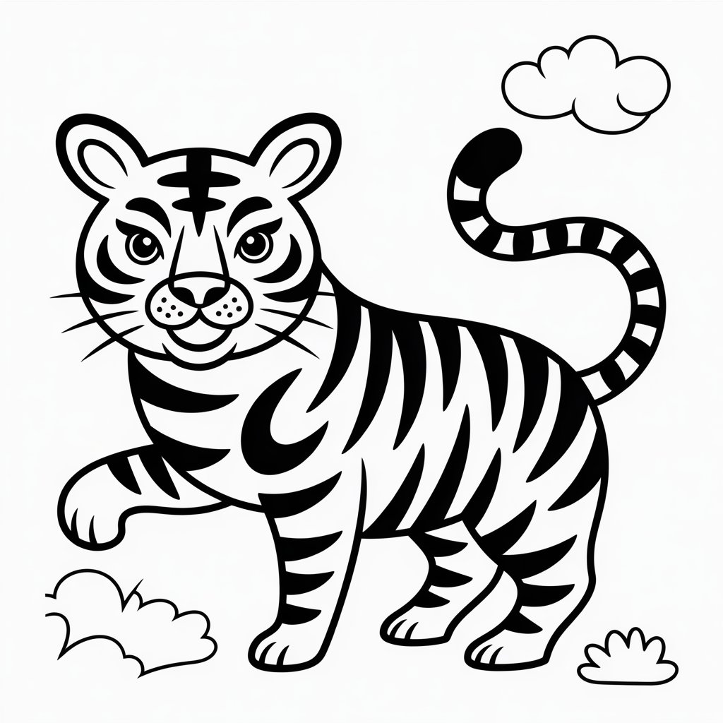Chinese Zodiac Tiger Coloring Page