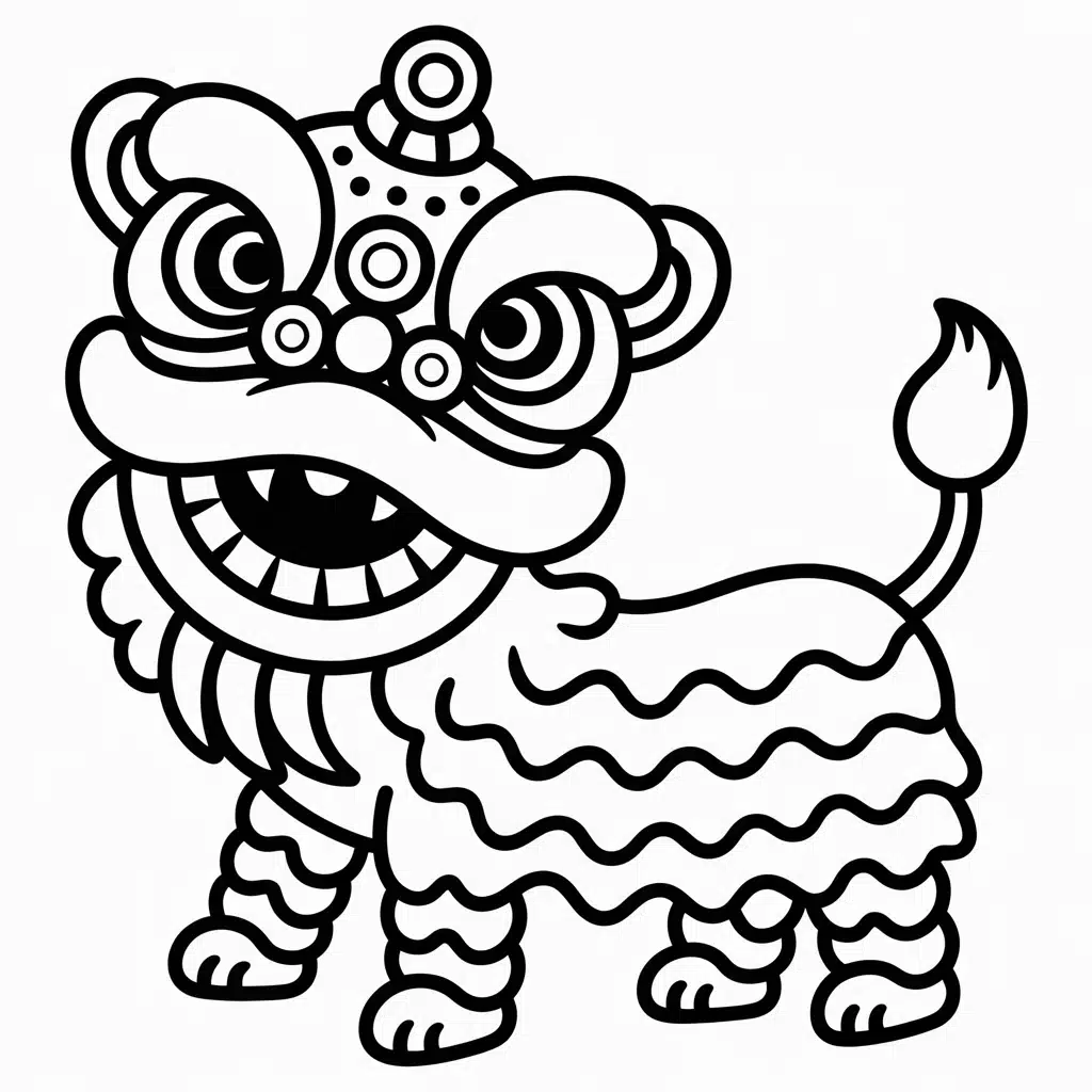 Lion Dance Coloring Page