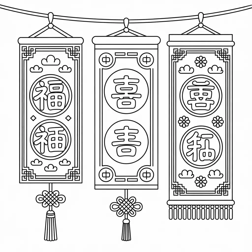 Lunar New Year Banner Coloring Page