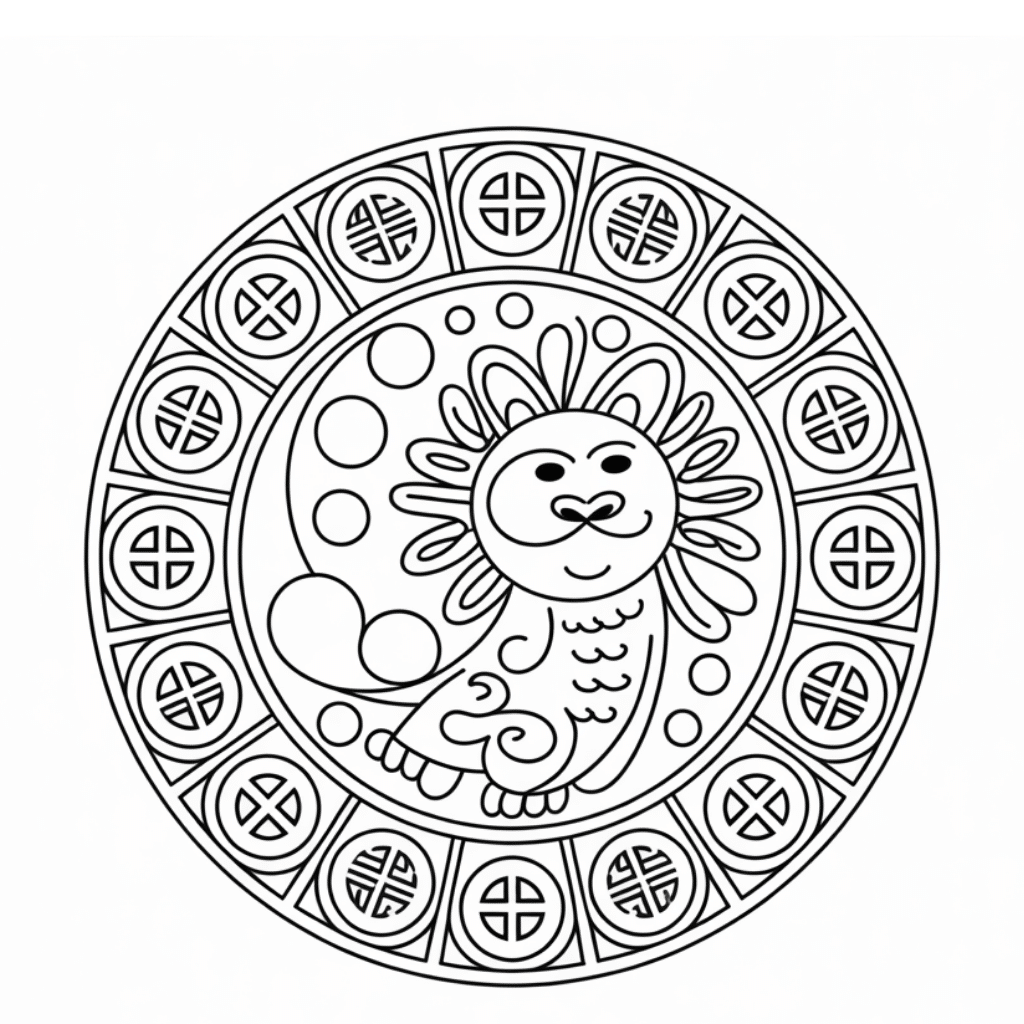 Lunar New Year Mandala Coloring Page