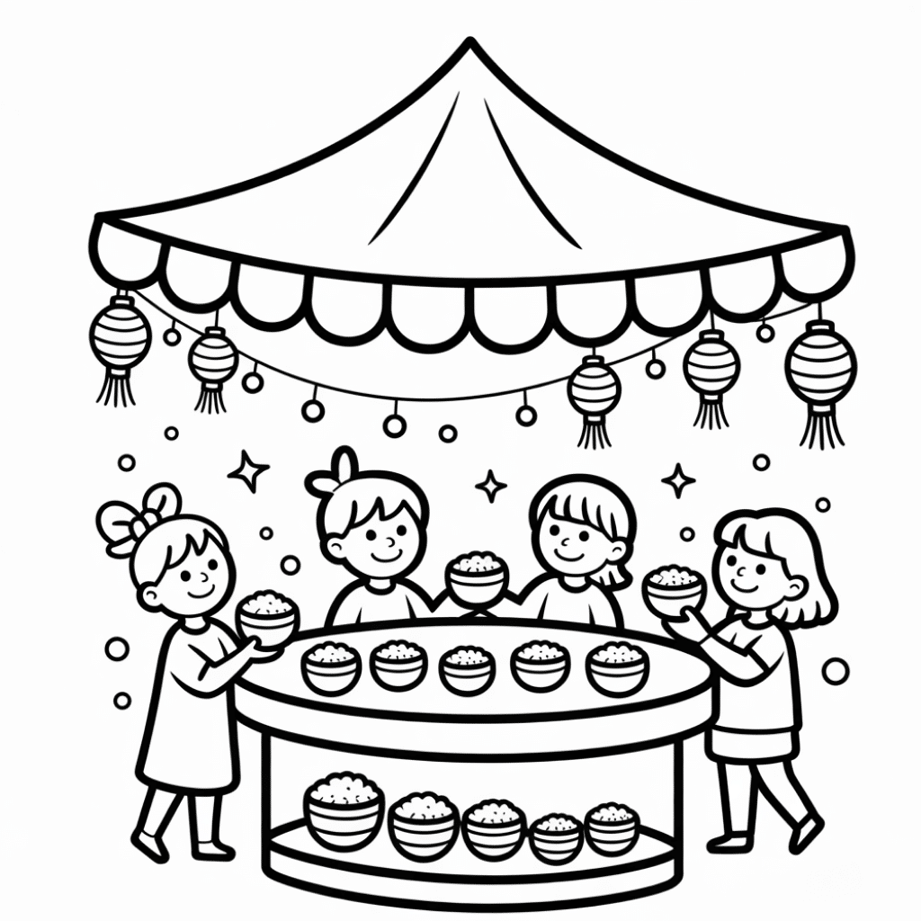 Temple Fair Celebration Coloring Page