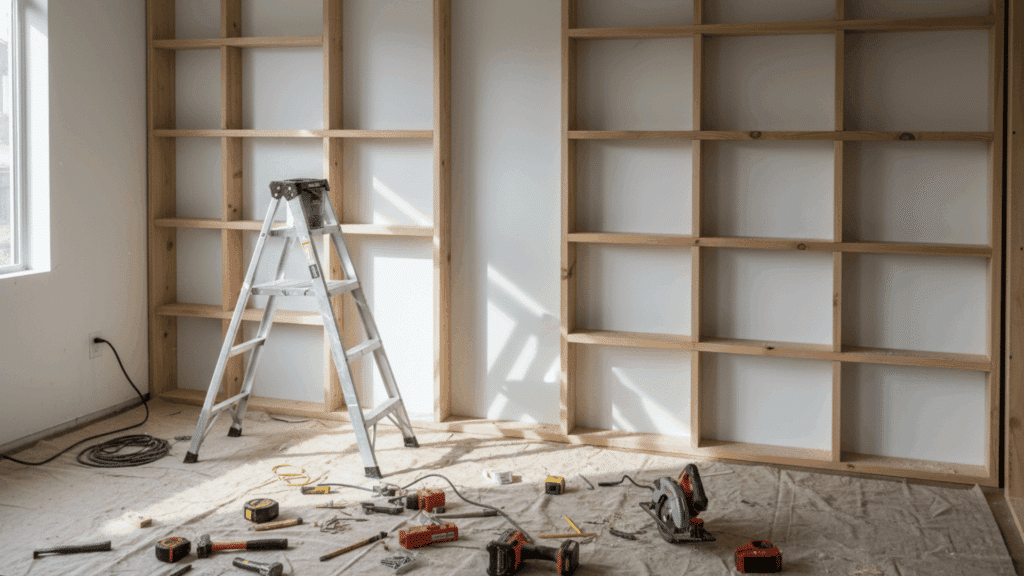 diy built in bookshelves