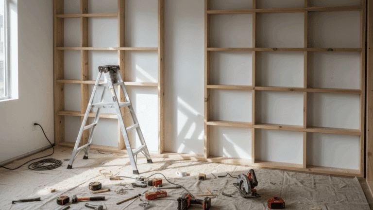 diy built in bookshelves