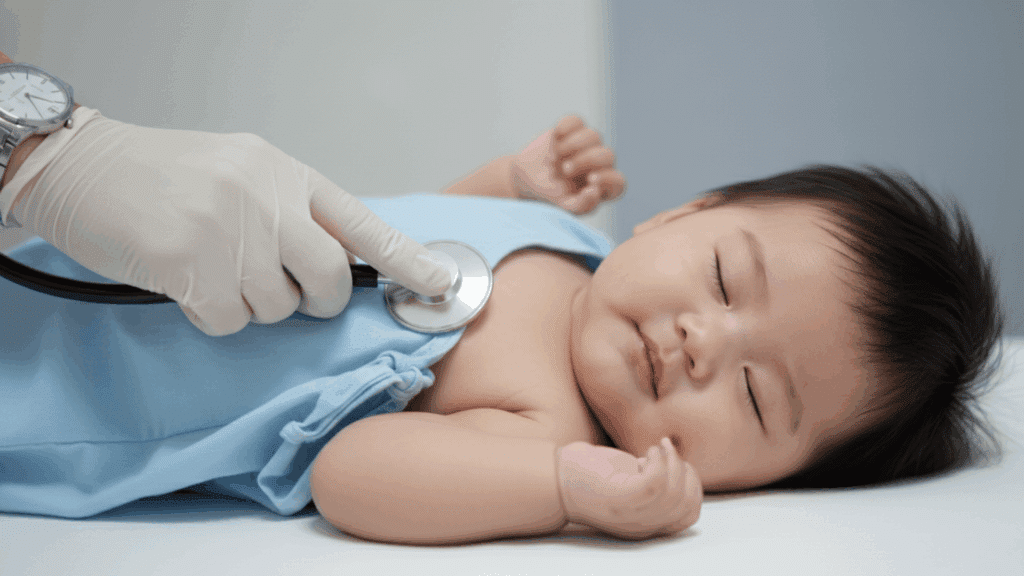 normal baby breathing vs retractions