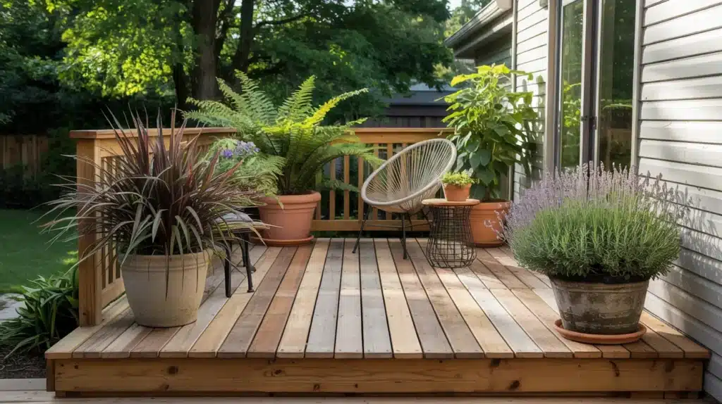 container plants deck finished.