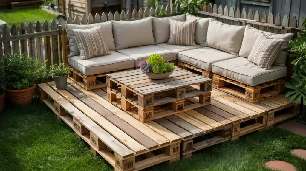diy pallet deck finished