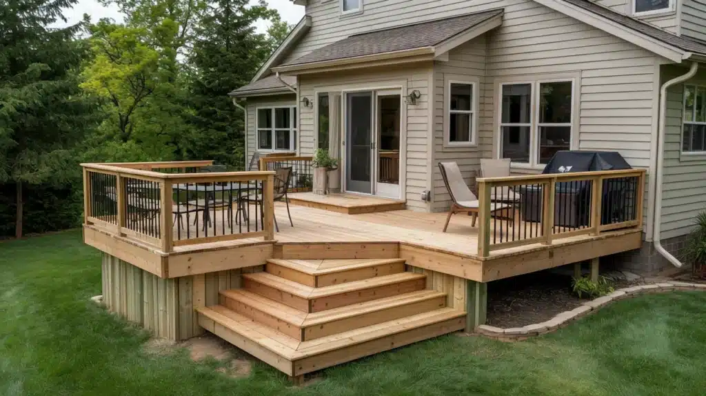 multi level deck finished