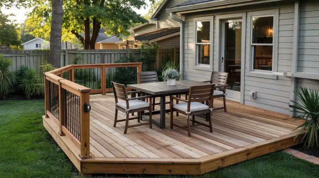 pressure treated lumber deck finished.