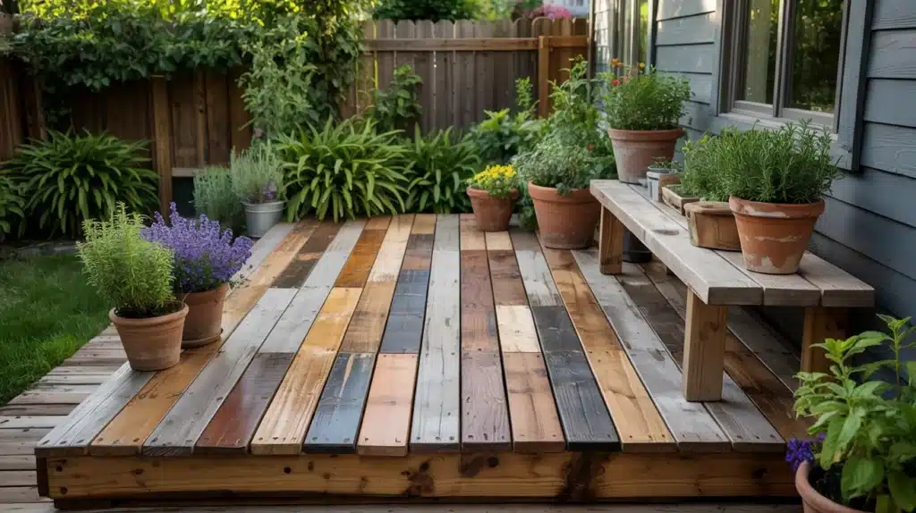 reclaimed wood deck finished
