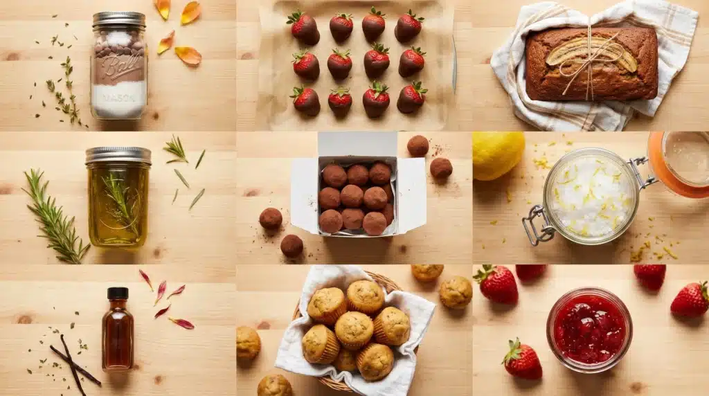 A variety of homemade baked goods, including chocolate truffles and cookies, arranged on a tray for Mother’s Day.