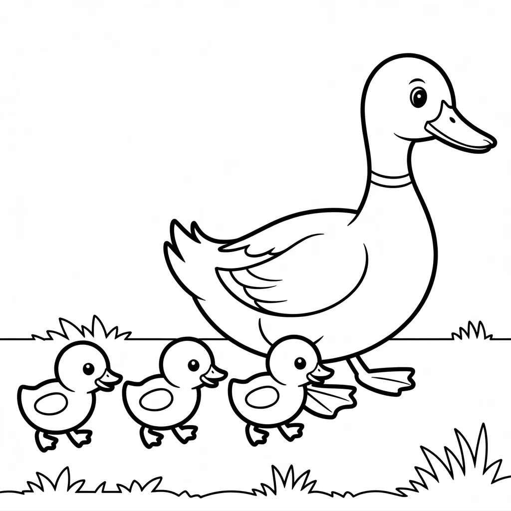 mother-duck-and-ducklings-walking-in-a-row