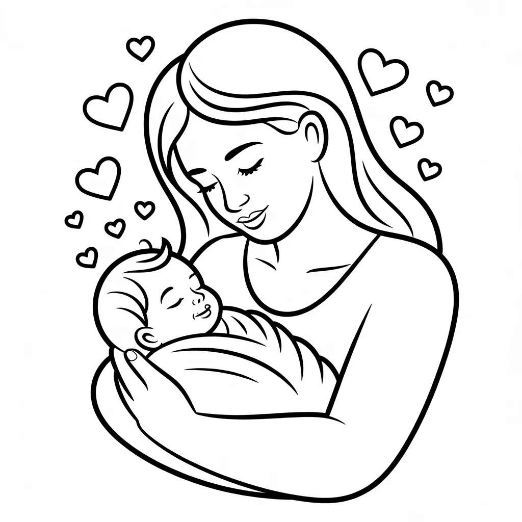 mother-holding-a-baby-with-floating-hearts
