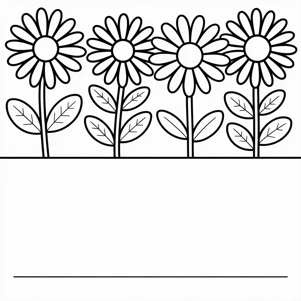 row-of-daisies-with-blank-writing-space-below